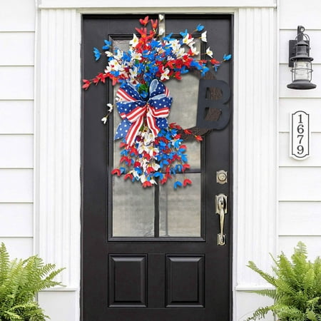 

ECHOYY Independence Day 26 Letter Surname Wreath 26 Letter Surname Memorial Day Wreath Fourth Of July Classic Farmhouse Wreath Independence Day Front Door Welcome Sign Wreath