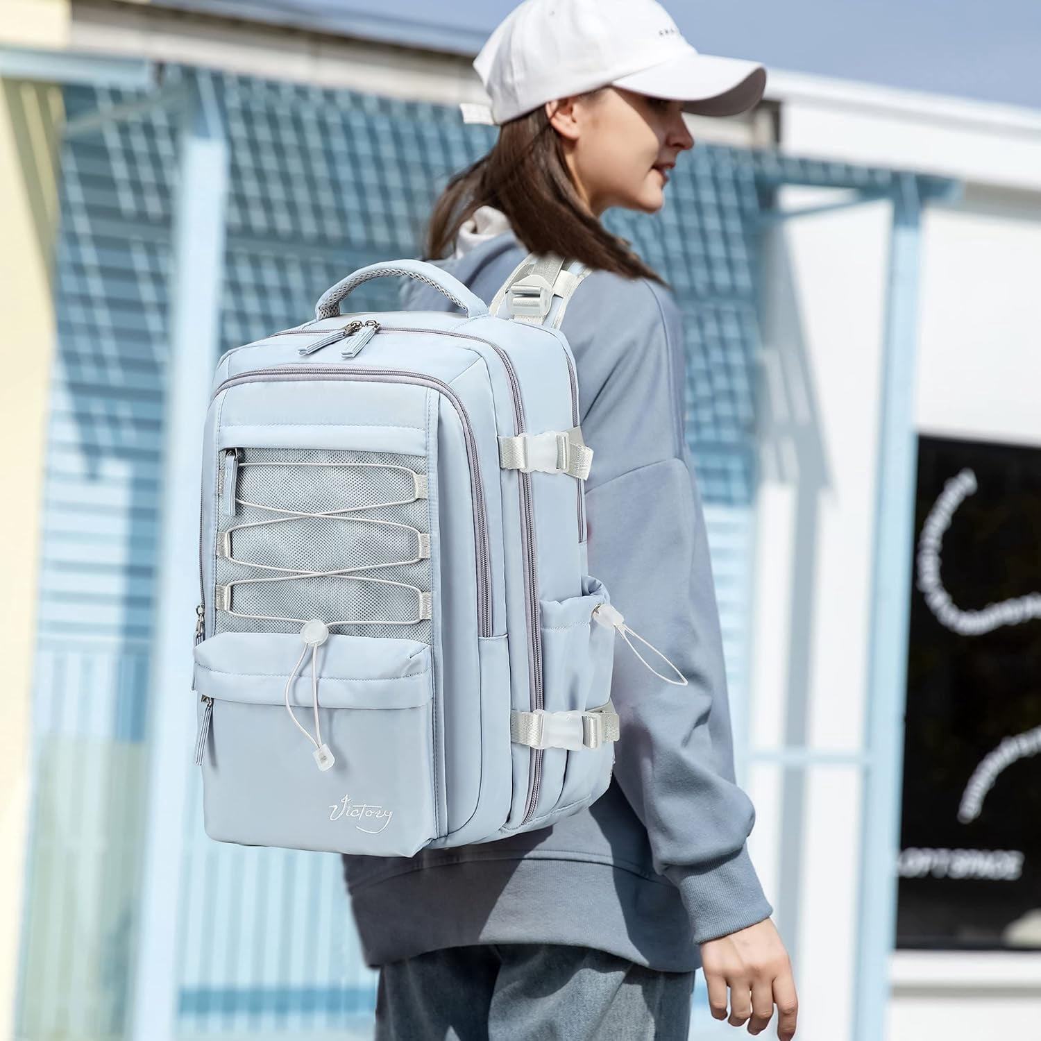 Travel Backpack for Women Men 17 Inch Laptop Backpacks with USB Port Carry on Bag Airline Approved Large College School Bookbags Waterproof Work Business Sport Rucksack Casual Daypack (Blue)