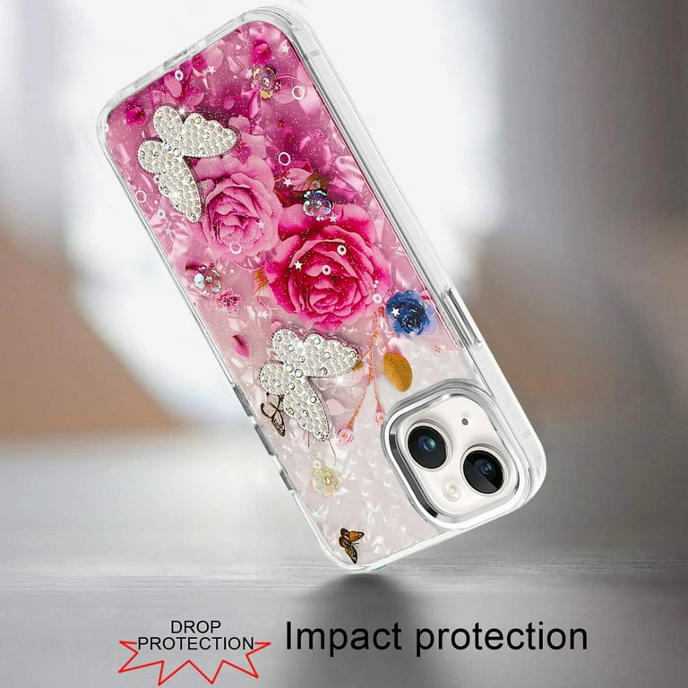 XPM for Apple iPhone 12 /12 Pro Phone Case, Epoxy Glitter Flowers