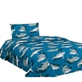 thumbnail image 3 of Shark teal complete TWIN sheet set for kid's boys girls bedding bed set printed design multi-color easy wash super soft, 3 of 3