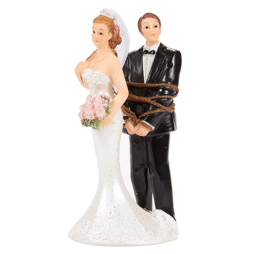 Wedding Cake Topper Bride Tied Up Groom Figurines Fun Wedding 