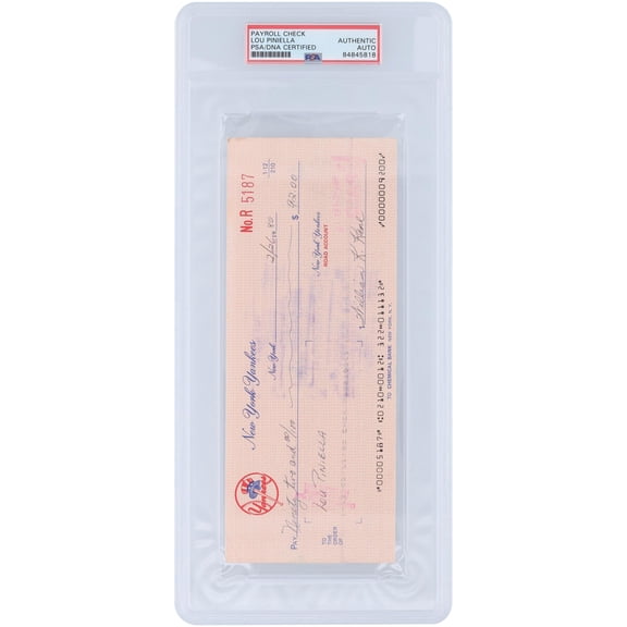 Lou Piniella New York Yankees Autographed Check from February 26, 1980 - PSA 84845818 - Fanatics Authentic Certified