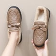 thumbnail image 4 of Thick Soled Fleece Lined Loafers for Women Slip On Cute Bowknot Comfortable Non Slip Warm Dress Walking Shoes Brown Size 7, 4 of 7