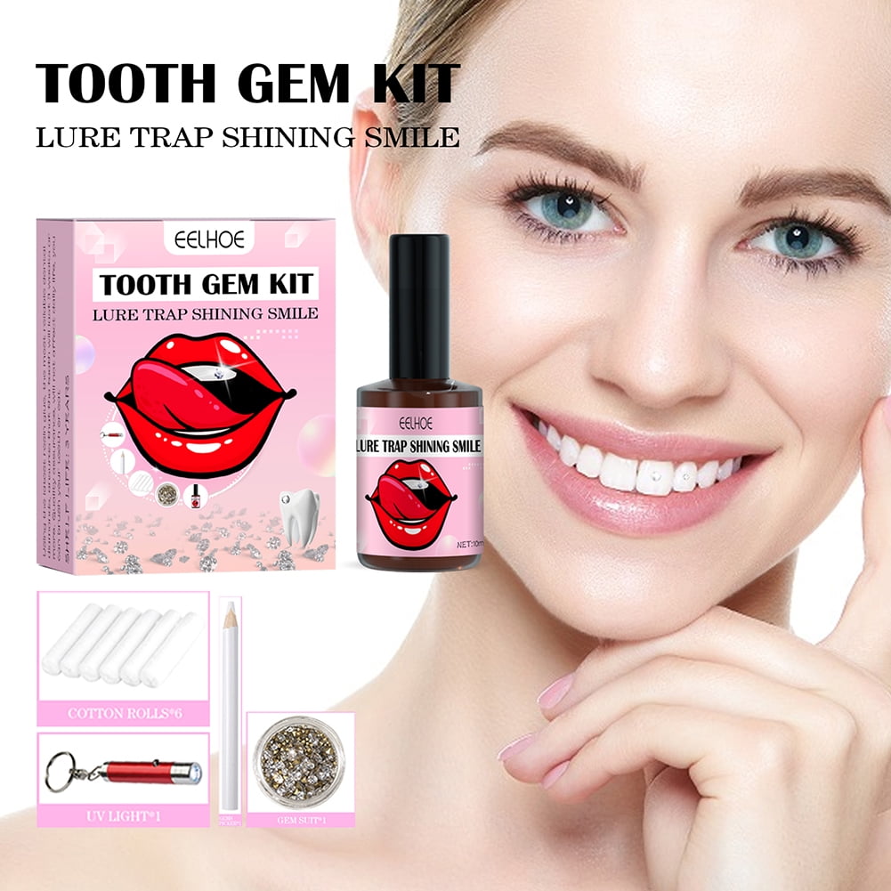  Hope Gems Tooth Gem Kit,DIY Tooth Gem Kit,Tooth Gems Kit for  Teeth,3Pcs/Box,size 1 to 4 mm ultrathin teeth gems,Fashionable Jewelry  Crystals Kit Tooth Gem with Curing Light and Glue 