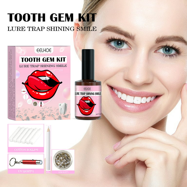 Tooth Gem Kit with Curing Light and Glue Diy Dental Jewelry Diamond  Crystals Ornament Self Etch Resina Orthodontic Adhesive Gel