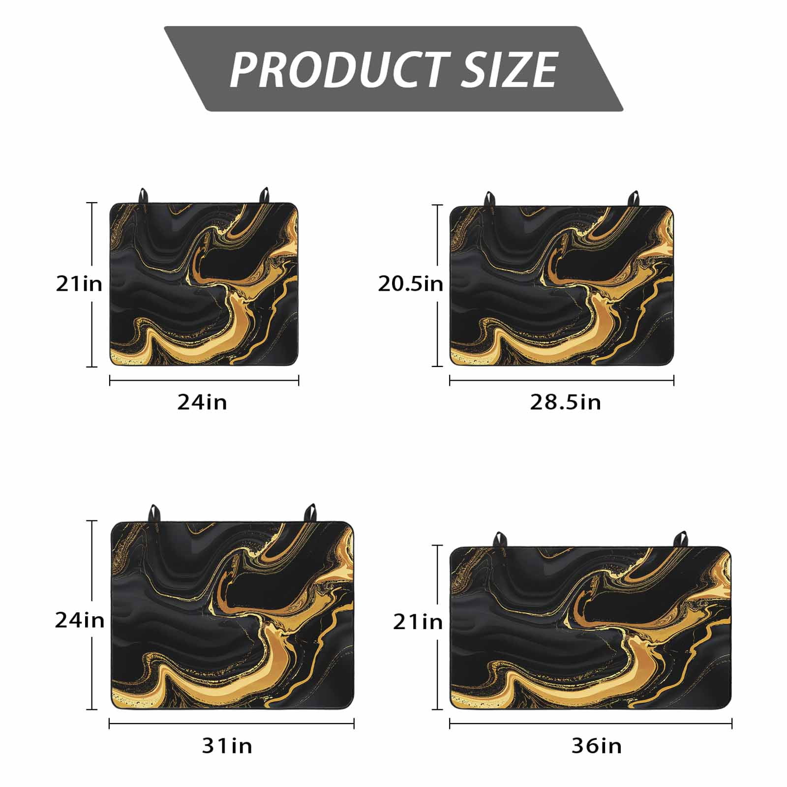 Marble Black Stove Top Cover for Electric Stove, Heat-proof & Non Slip Glass Top Stove Cover Protector, Vintage Gold Art Abstract Farmhouse Kitchen Flat Cooktop Rubber Mat 24x21 Inches
