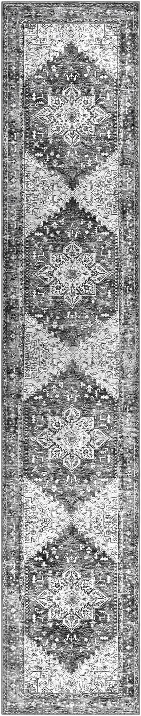 2'x10' Runner Rugs, Yamaziot Vintage Washable Hallway Rug Runner with Rubber Backing, Non-Slip Distressed Carpet Floor Mat for Bedroom, Kitchen, Laundry, Entrance