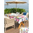 thumbnail image 4 of Spring Easter Outdoor Tablecloth - 60x102 Inch Rectangle Dining Table Cover, Watercolor Eggs Gnomes Floral Butterflies Plants Waterproof Outdoor Table Cloth with Umbrella Hole & Zipper for Patio, 4 of 7