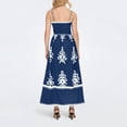 thumbnail image 6 of bbyeadc Blue Long Dresses for Women Textured Chest Boho Smocked Maxi Dress Comfy Spaghetti Strap Adjustable Spring Vacation Dress Trendy Pleated Floral Dresses Women Smocked Midi Dress, Navy S, 6 of 6