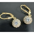 thumbnail image 4 of 2 Ct Round Cut White Moissanite 14k Yellow Gold Plated Drop Dangle Earrings, 4 of 4