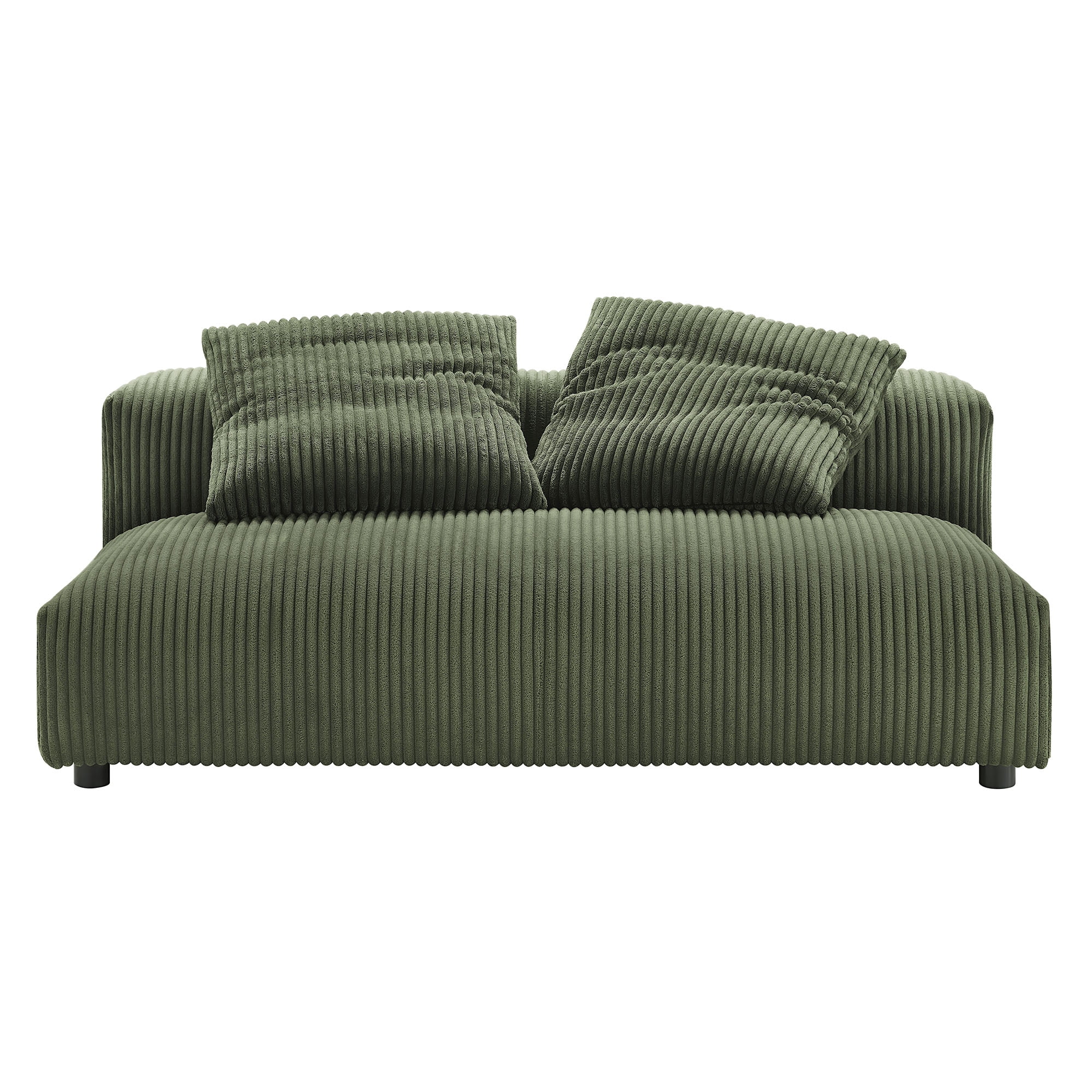 Solace Modular Corduroy Upholstered Armless Loveseat in Fern