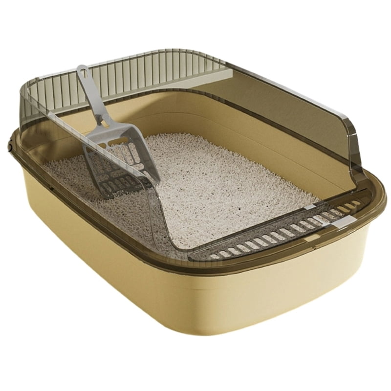 Yiran Thickened Semi Enclosed Splash Proof Cat Litter Box, Jasmine Yellow, Extra Large Size
