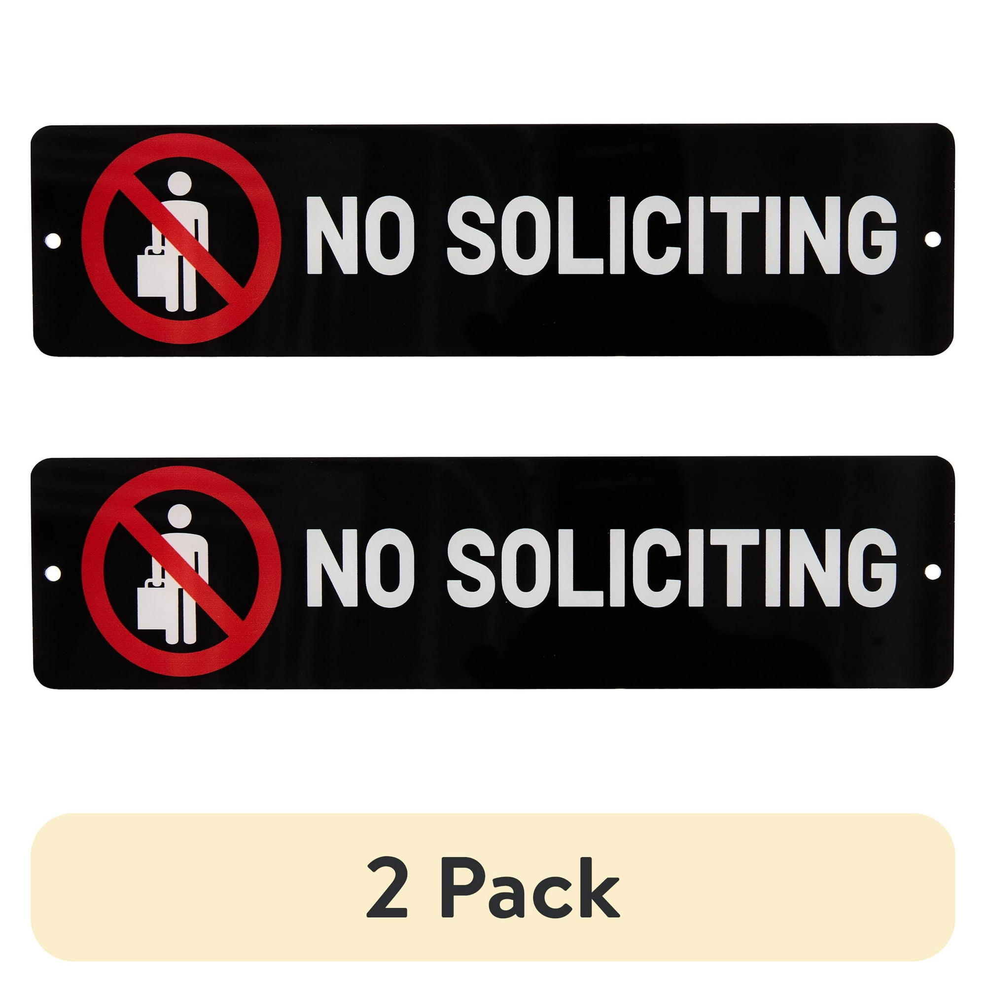 (2 pack) Pen+Gear No Soliciting Sign, 2 in x 8 in, Black, 1 Pack