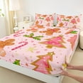 thumbnail image 3 of Manfei Cute Gingerbread Full Size Sheets for Girls, Pink Merry Christmas Bed Sheets, Xmas Tree Stars Sheet Sets, Lightweight Room Decor 4 Pieces, 3 of 7