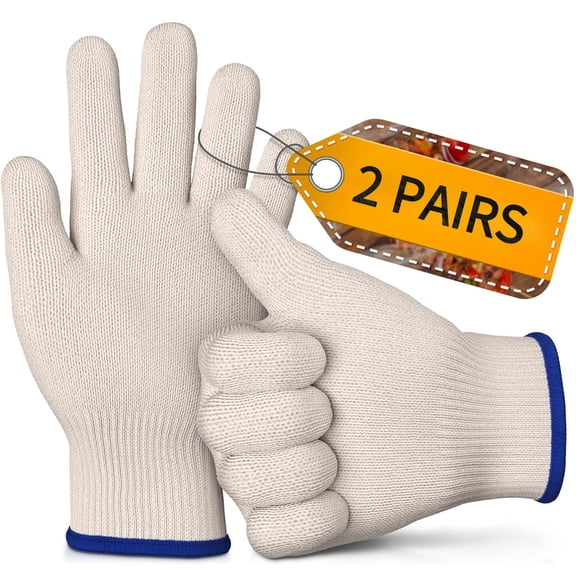 2 Pairs Heat Resistant Gloves, BBQ Gloves with Aramid Fiber, Grill Gloves Up to 932°F, Non Slip Cooking Gloves for Baking, Grilling, BBQ, Pot-Holding and Smoker Grill Handling