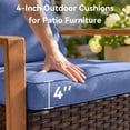 thumbnail image 5 of Unnifurnzi Outdoor Wicker Couch-3 Seater High Back Patio Couch Patio Sofa for Deck Porch Garden Balcony Poolside-Brown/Blue, 5 of 7