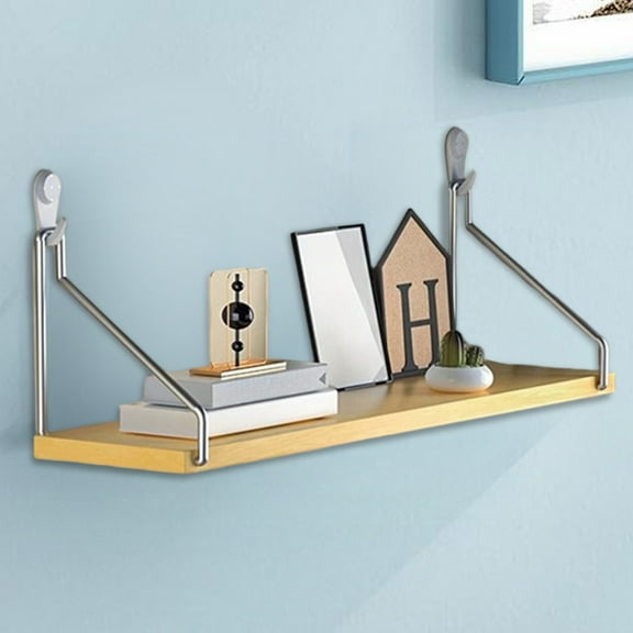 Bxaolu Floating Shelf 1Pack Rustic Solid Wood Floating Shelf Wall Storage Shelves for Living Room, Bedroom, Bathroom, Kitchen Laundry, Office.no Drill Shelf.(Yellow, 11.8" x 5.9")