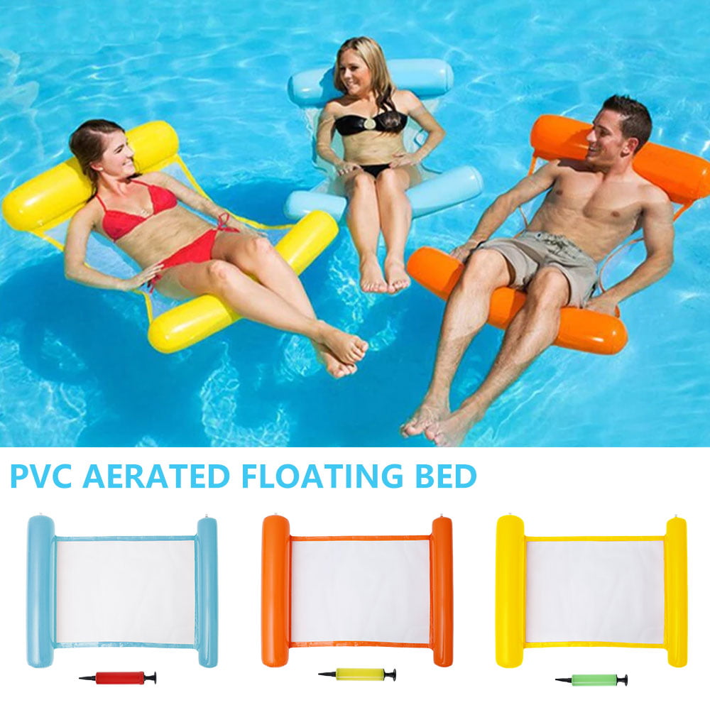 Inflatable Floating Water Hammock Float Pool Lounge Bed Swim Chair w/ Pump 