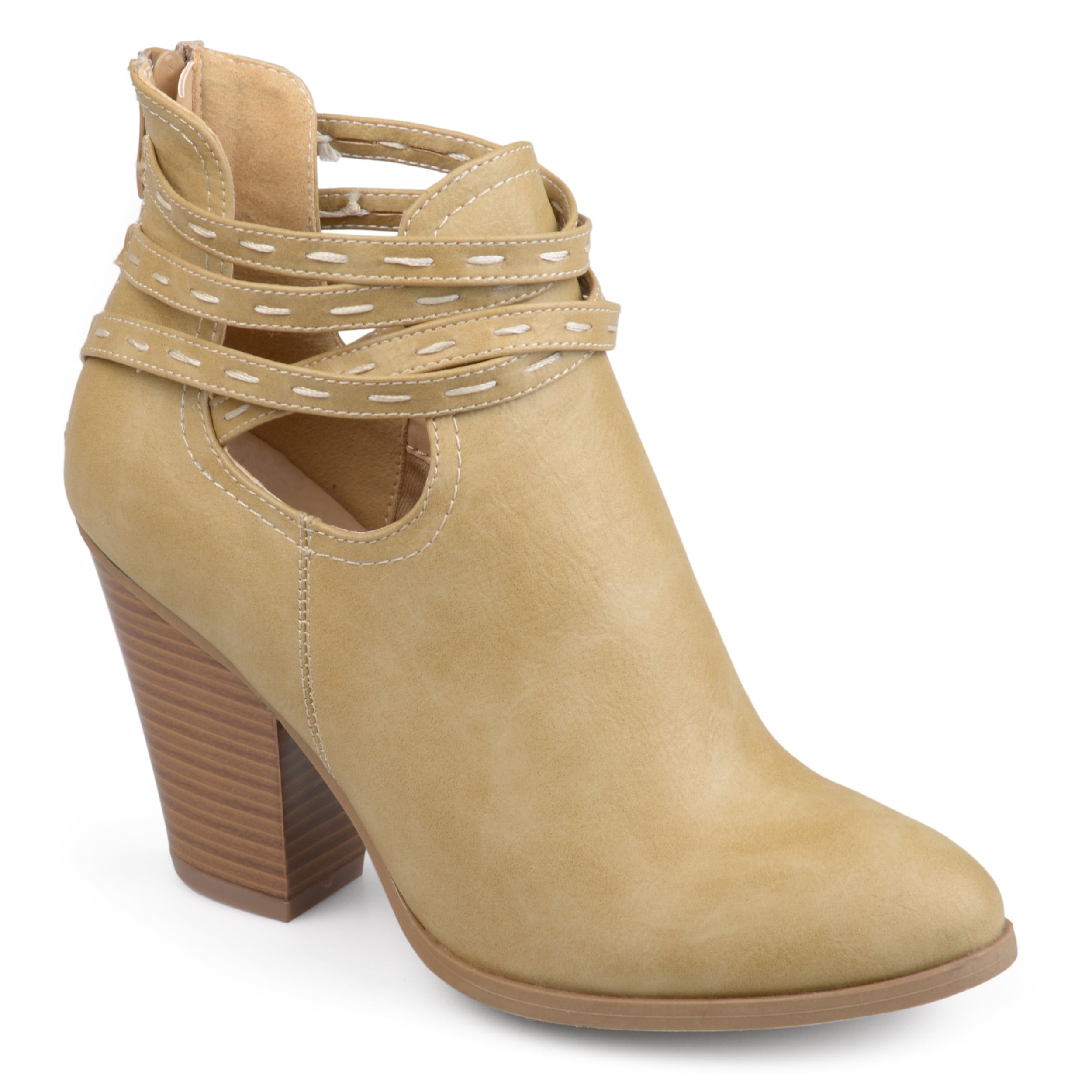 Brinley Co. - Women's Faux Leather Strappy Chunky Stacked Heel Booties - Walmart.com - Walmart.com