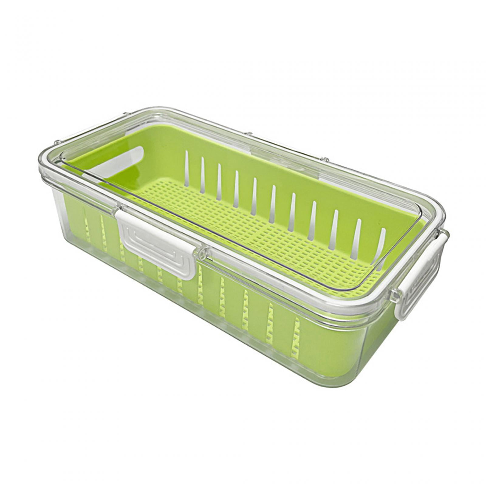 Fruit Storage Containers Airtight Food Containers with Lid with Removable Drain Colanders Produce Saver for Home Kicthen Food Green