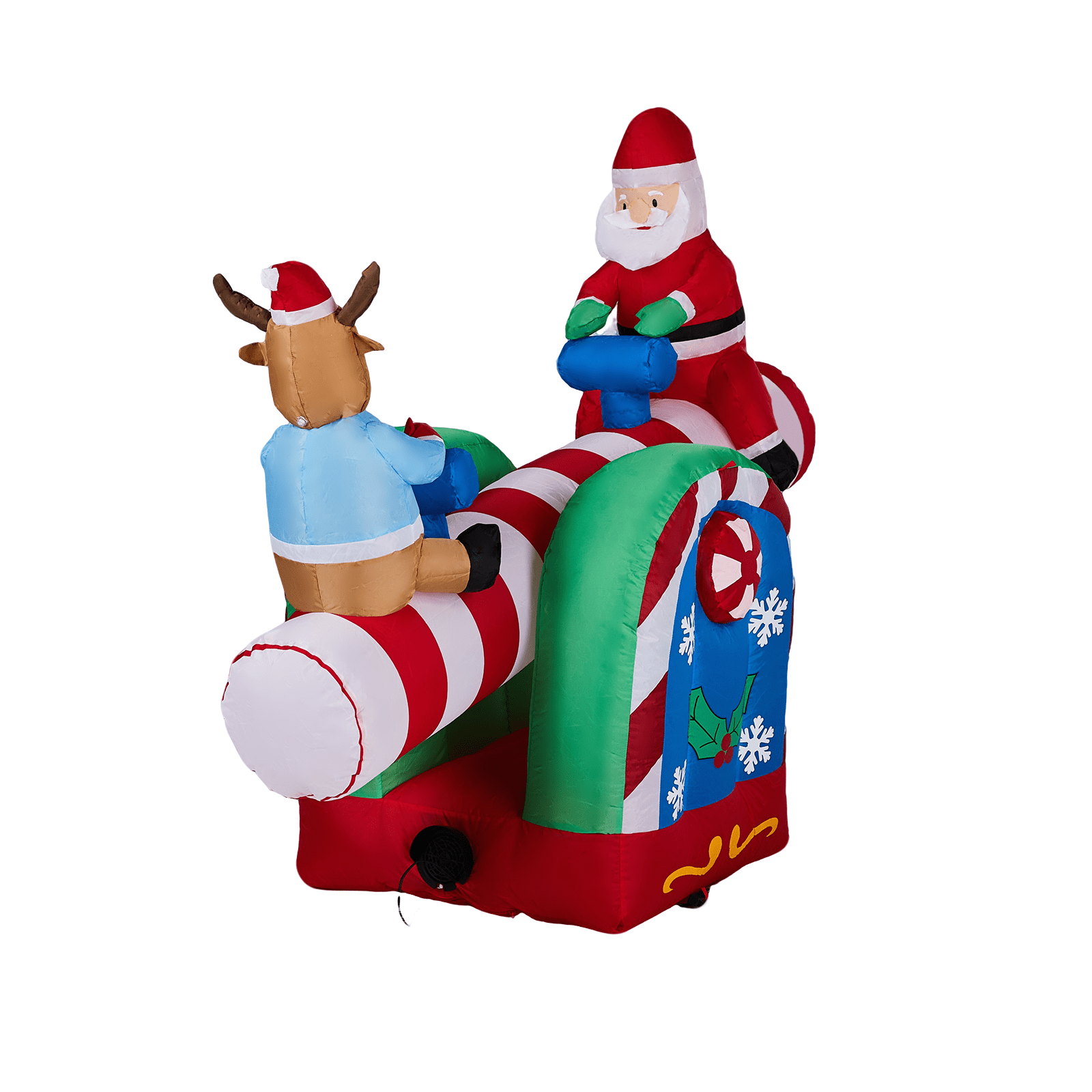 Astoutdoor Lighted Christmas Inflatable Decoration, Motorized Seesaw with Santa and Reindeer, 55.1 x 28.3 x 47.2 in, Built-in LED Lights, Blow Up Yard Decor