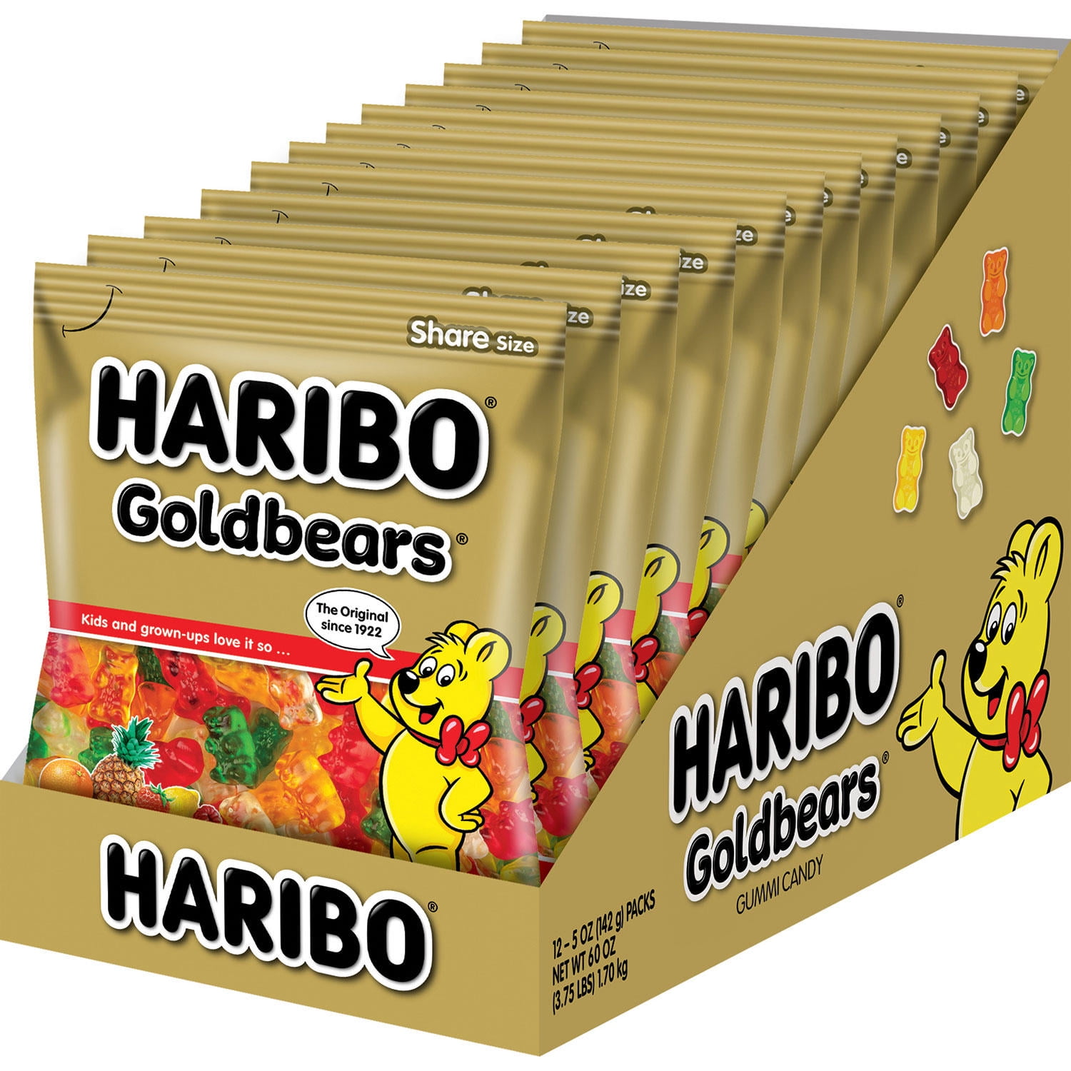 Product Of Haribo, Peg GoldBears Gummies, Ct 12 (5 Oz) Sugar Candy