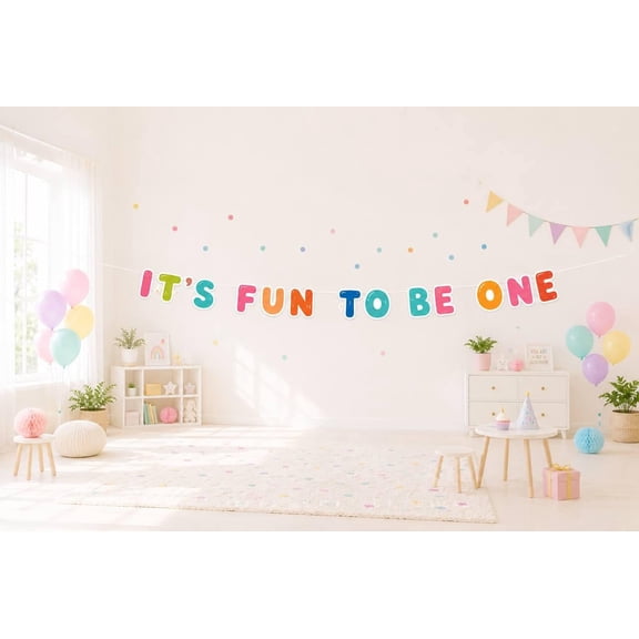 It's Fun to Be One Birthday Banner, 1st Birthday Decorations, Colorful First Birthday