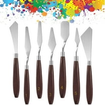 7PCS Palette Knife Painting Stainless Steel Spatula Palette Knife Oil Paint Metal Knives Wood Handle