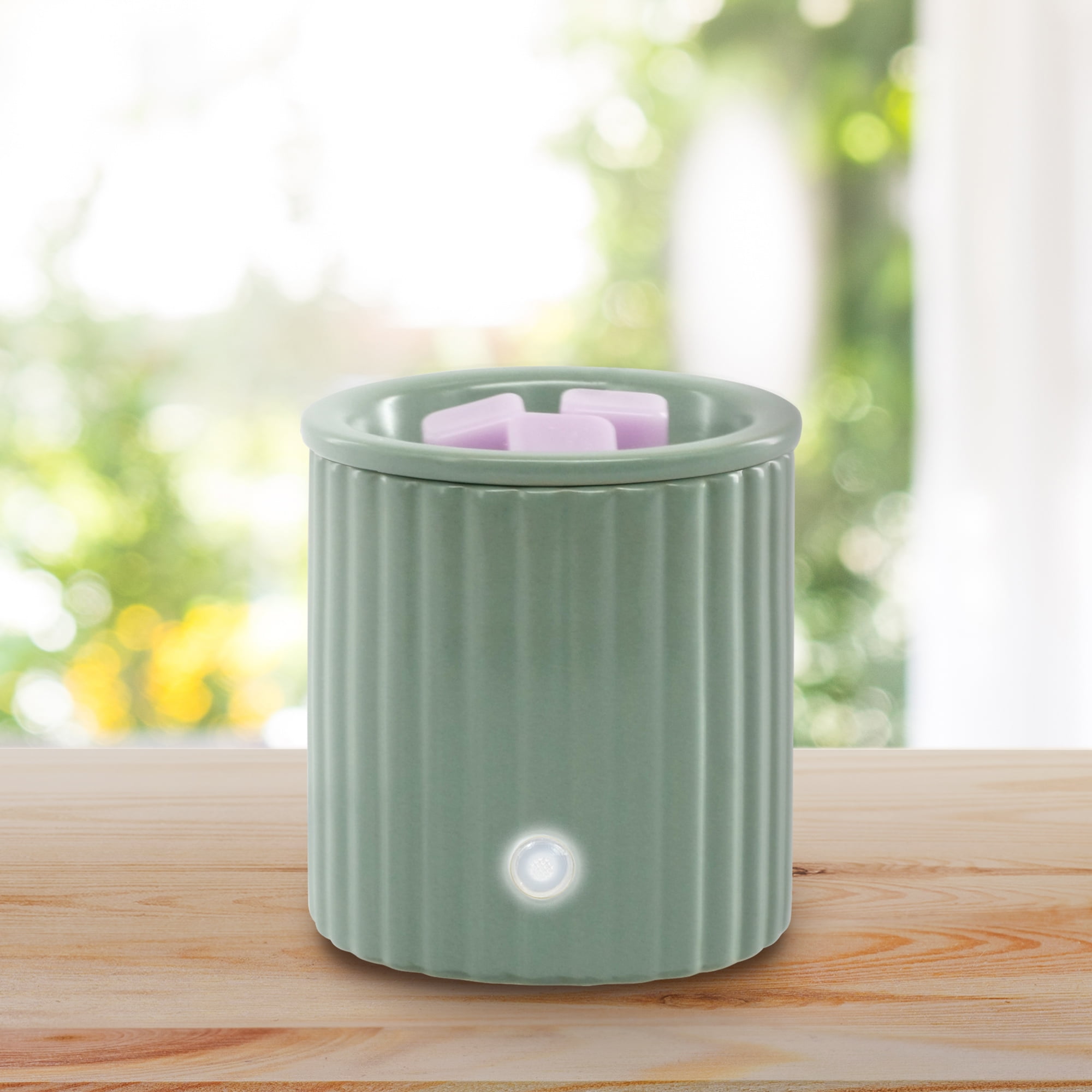 (2 pack) Mainstays Electric Ribbed Green Ceramic Wax Warmer, Single Pack
