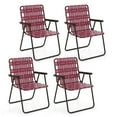thumbnail image 1 of Costway 4PCS Folding Beach Chair Camping Lawn Webbing Chair Lightweight 1 Position Red, 1 of 9