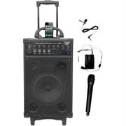 Pyle Système de sonorisation portable rechargeable sans fil à double canal de 800 watts avec station d'accueil iPod -iPhone, radio, - PWMA1090UI