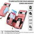 thumbnail image 2 of Jiahe Cover for Google Pixel 6, Wallet Case with Card Holder,Shockproof PU Leather Zipper Purese Kickstand with Adjustable Detachable Shoulder Strap Case Cover, pink, 2 of 7