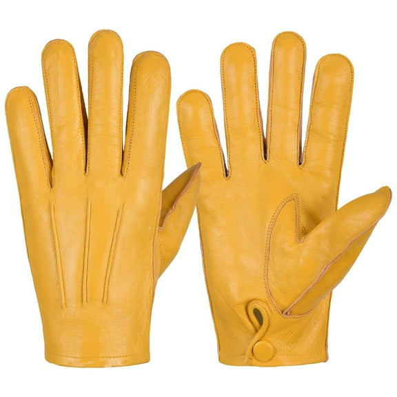 Genuine Leather Unlined Full Finger Dress Gloves For Men