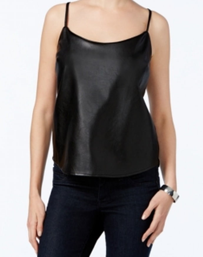 GUESS - Guess NEW Deep Black Women's Size Small S Faux-Leather Halter Top - Walmart.com 