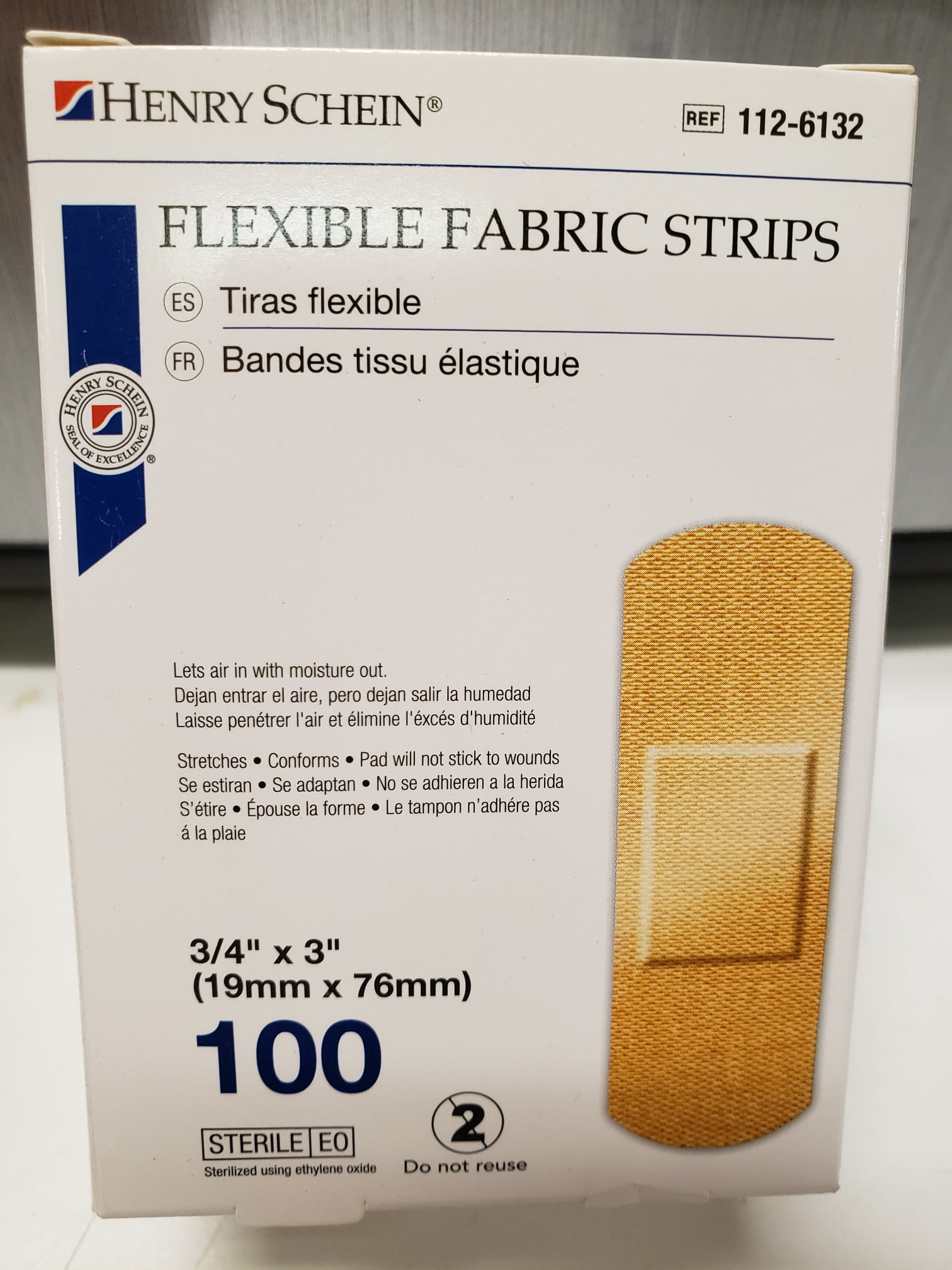 Henry Schein Flexible Fabric Strips 3/4" x 3" Box of 100
