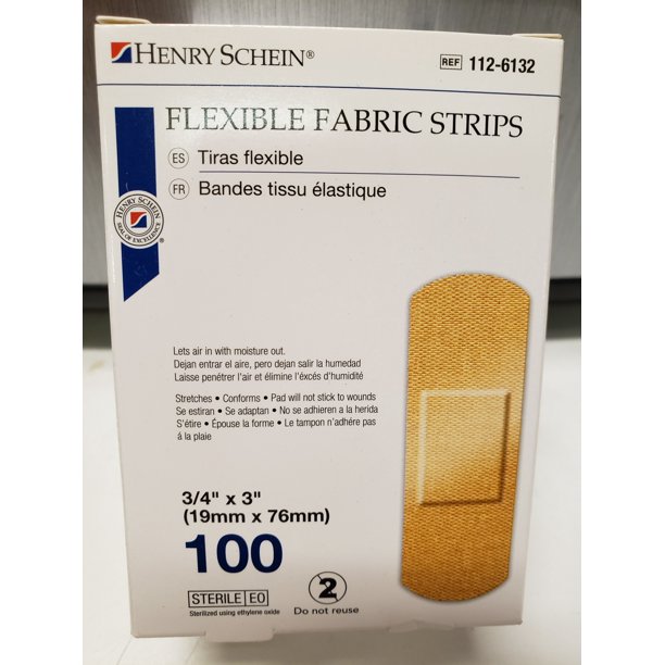 Henry Schein Flexible Fabric Strips 3/4" x 3" Box of 100