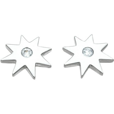 Plutus CZ Sterling Silver High-Polish Star Earrings