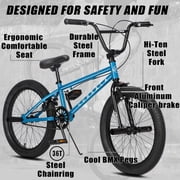 cubsala 20 in Kids BMX Bike Freestylefor Age 6-14 Years Old Boys Girls with 4 Pegs, Blue