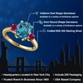 thumbnail image 2 of Gem Stone King 3.50 Ct Oval London Blue Topaz Red Created Ruby 18K Yellow Gold Plated Silver Ring, 2 of 6