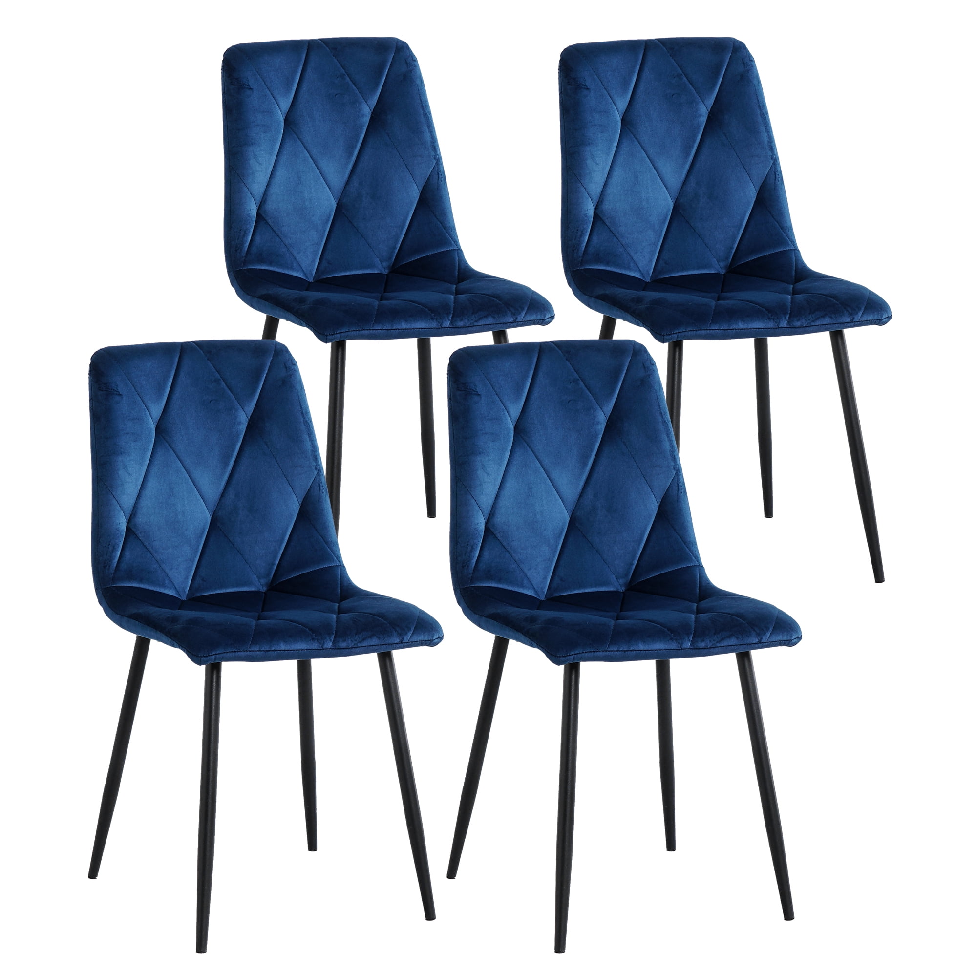 KATBOC Velvet Dining Chair Set of 4, Modern Upholstered Side Chair,Blue