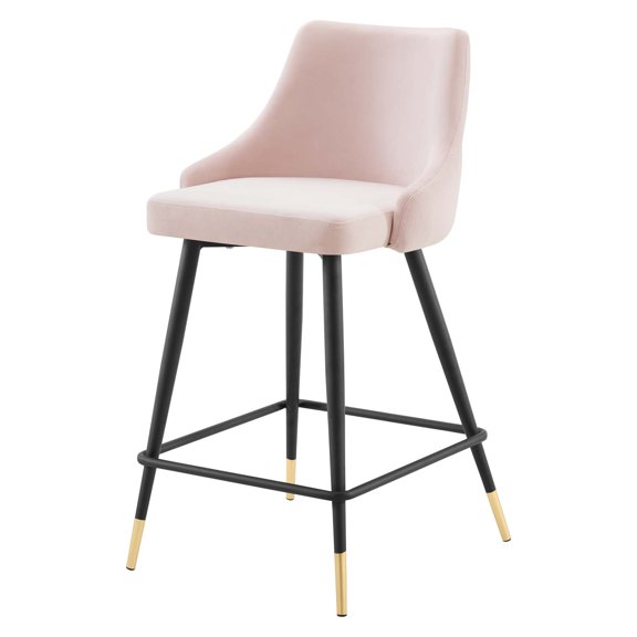 Counter Stool Chair, Velvet, Pink, Modern Contemporary Urban Design, Bar Pub Cafe Bistro Hotel Restaurant Hospitality