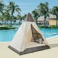 thumbnail image 3 of Harper & Bright Designs Outdoor Sunbed with Canopy, Tent Shape Wicker Patio Daybed with Cushions and Colorful Pillows, Lounge Bed for Patio Lawn Garden Backyard Porch Pool, Brown and Beige, 3 of 12