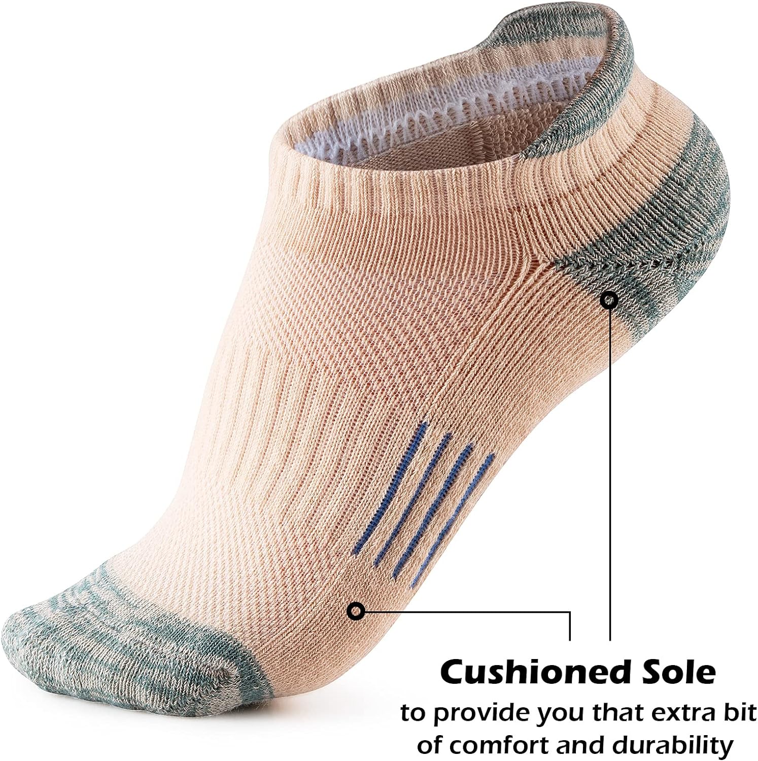 Womens Ankle Socks 5 Pairs Cushioned Running Athletic No Show Socks With Tab