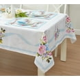 thumbnail image 4 of Newbridge Cottage Rose Pink and Blue Flowers Stripe Border 60 x 84 inch Rectangle Fabric Tablecloth, 4 of 9