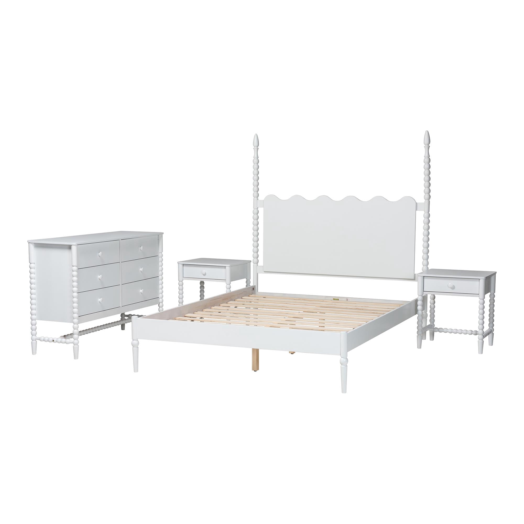 Baxton Studio Brantley Modern Farmhouse Bedroom Set, King, 4-Piece, White