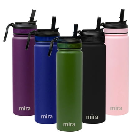 

MIRA 24 oz Water Bottle with Straw Lid - Hydro Vacuum Stainless Steel Insulated Metal Thermos Flask Keeps Cold for 24 Hours Hot for 12 Hours - BPA-Free Straw Lid Cap - Olive Green