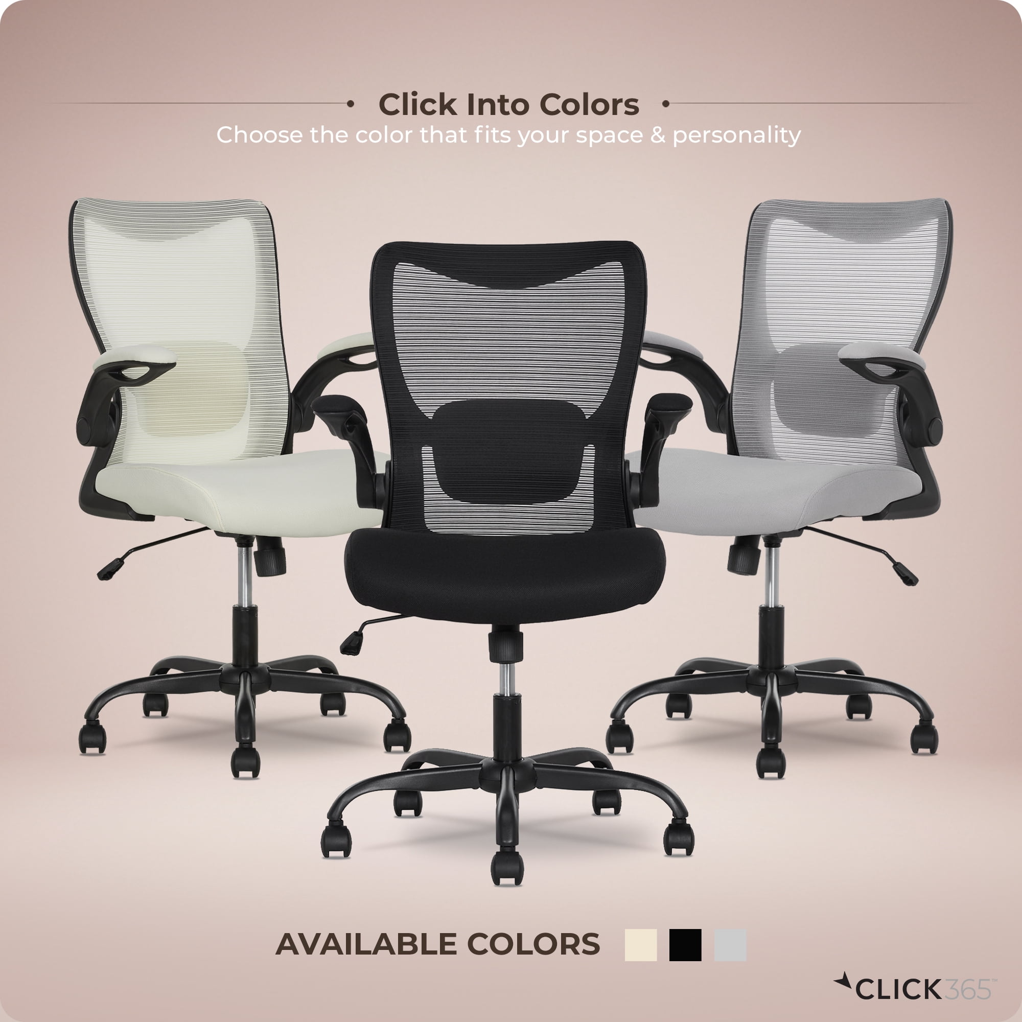 Click365 Adult Mesh Mid Back Indoor Commercial Ergonomic Office Chairs Hardware Kit, Gray