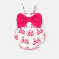 thumbnail image 6 of Barbie Baby Girls 1pc 95% Cotton Allover Letter Print Bow Front Cami Romper Size 0-24 Months, 6 of 10