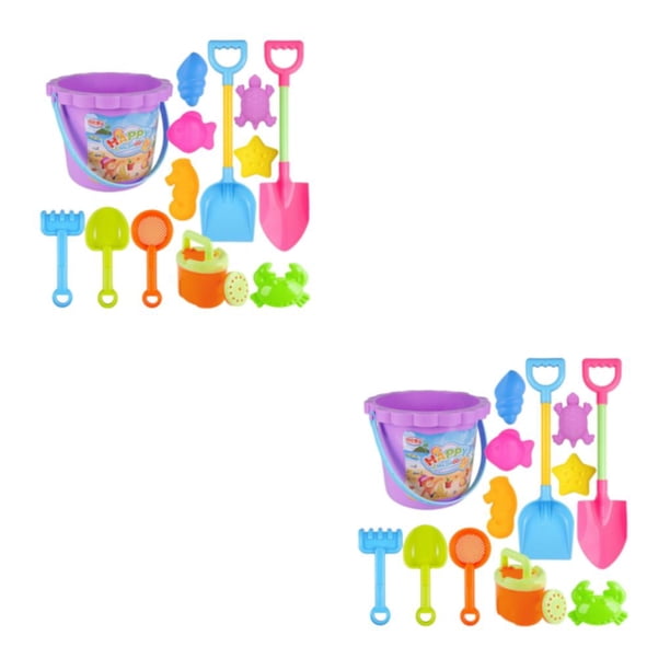 Greeniant Juego de agua divertido para niños - Juego de juguetes de playa coloridos e interactivos Accesorios de playa de plástico no tóxico Cubo encaje morado 2Conjunto