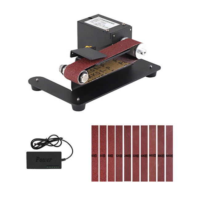 250W Belt Sander Electric Bench Grinder Sanding Machine 7 Speed Adjustable Control Small Grinder Sharpener Polisher Machine for DIY Woodworking Resin Jewelry Making Knife Sharpener